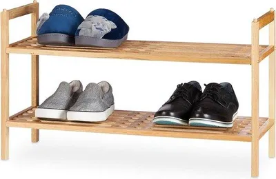 Productafbeelding van Famanu schoenenrek, stapelbaar - voor 6 paar schoenen - 2 etages - naturel - 41x69x27 cm