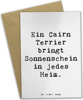 Produktbild von Mr. & Mrs. Panda Klappkarte Spruch Cairn Terrier Glück - Weiß - Geschenk, dankeskarten, intelligent, Hunderassen, Haustiere, hochzeitskarten, weihnachtskarten, osterkarte