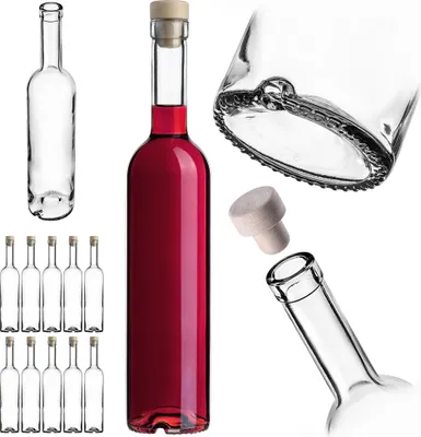 Produktbild von KADAX Glasflaschen 500ml, 10 Stück, Likörflaschen mit Korken, leere Flaschen zum Befüllen von Saft, Likör, Öl, Essig, Wein oder Sirup, Weinflaschen aus Glas