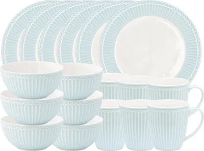 Produktbild von Greengate Alice Frühstücksset pale blue 18tlg