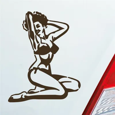 Produktbild von Auto Aufkleber Pin up Girl Sexy Girl Tuning Vintage Retro 12x10 cm Braun Sticker Heckscheibenaufkleber