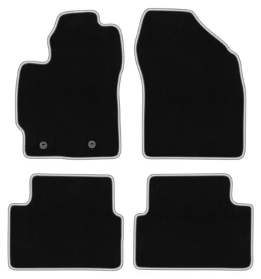 Produktbild von Fußmatten Velours Schwarz/Silber für Toyota Auris I 2007-2012 Set 4-tlg