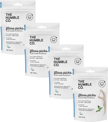 Produktbild von 4x Humble Floss Picks, Minze 4x 50 Stück
