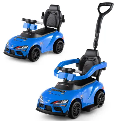 Produktbild von KOMFOTTEU 3 in 1 Rutschauto und Schiebeauto, Toyota Rutschfahrzeug mit verstecktem Stauraum, Kinderauto mit abnehmbarem Schiebestange, Sicherheitsbügel & Fußauflage, Spielzeugauto für Kinder ab 3 Jahren