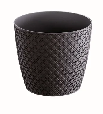 A dark gray textured planter pot shown against a white background.