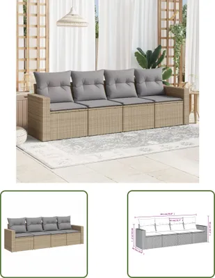 Produktbild von The Living Store 4-tlg. Garten-Sofagarnitur mit Kissen Beige Poly Rattan