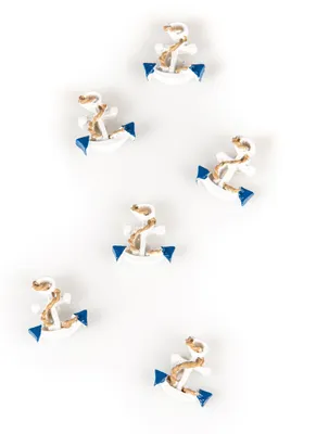 Produktbild von 6 maritime Deko-Anker aus weißem Harz 3 x 2,8 cm - Einheitsgröße