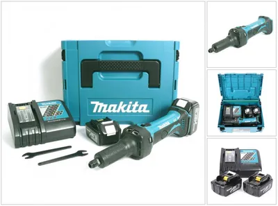 Image de Makita DGD 800 RFJ Meuleuse droite sans fil 18V + 2x Batteries 3,0Ah + Chargeur + Coffret de transport Makpac