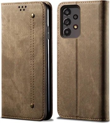 Produktbild von Hülle für Samsung Galaxy A24 4G Leder Brieftasche Flip Bookstyle Schutzhülle mit Standfunktion Khaki