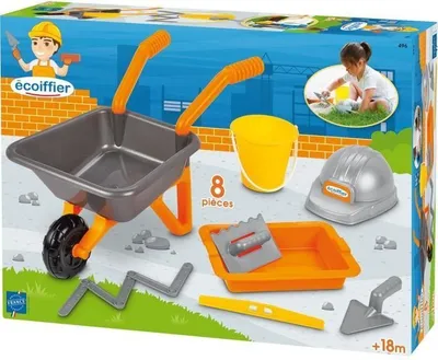 Productafbeelding van Ecoiffier Bouwsetspeelgoed, Metselset met kruiwagen, 50 cm, 8 onderdelen, geschikt vanaf 18 maanden