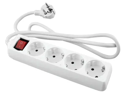 Produktbild von Onlex Basisschalterkabel 4 Steckdosen 3 M Silber One Size / EU Plug 220V Silber One Size