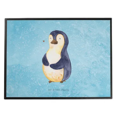 Produktbild von Mr. & Mrs. Panda tischmatte Pinguin Diät - Eisblau - Geschenk, schreibtischmatte, glücklich, schreibtischunterlage, Tischunterlage, Unterlage Schreibtisch, Pinguine