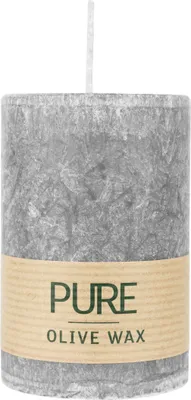 Produktbild von 100% PURE, OLIVE WAX, vegane Stumpenkerze, Anthrazit, WENZEL, 90/60 mm, Brenndauer ca. 27h