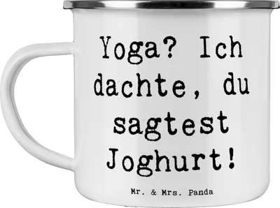 Produktbild von Mr. & Mrs. Panda Teebecher Spruch Yoga Humor - Weiß - Geschenk, Sportart, Pott, Geist, Fitness, Teetasse, Sportler, Emaille Tasse, Sportarten, Meditation, Geschenke