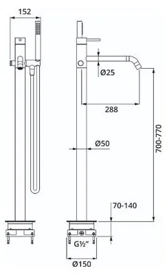 Produktbild von Herzbach DEEP Wanneneinlaufsäule Chrom