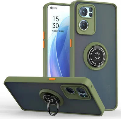 Produktbild von OPPO Reno7 5G Hülle, Ring Halter Ständer Matte Transluzent TPU Rahmen Stoßfest Schutzhülle für OPPO Reno7 5G Grün