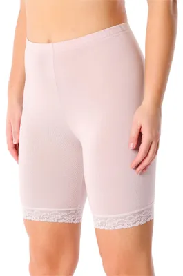 Image de Leggings courts pour femme Merry Style avec dentelle, pantalon de loisirs taille haute, pantalon de cycliste en viscose MS10-431 (rose poudré, XS)