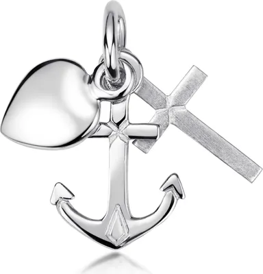 Produktbild von MATERIA Glaube Liebe Hoffnung Kettenanhänger - 925 Silber Anhänger mit Herz Anker Kreuz rhodiniert mit Geschenkbox KA-13
