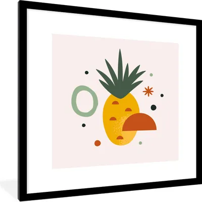 Produktbild von MuchoWow® Gerahmtes Poster Ananas - Abstrakt - Sommer 40x40 cm - Poster mit Schwarzem Bilderrahmen Wandposter Rahmen Foto Bilder - Poster - Plakat im Rahmen