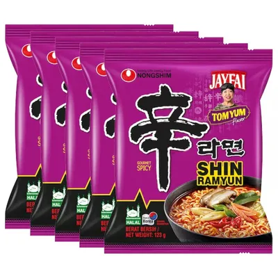 Produktbild von 5er-Pack Nongshim Instantnudeln Shin Ramyun Tom Yum 123g