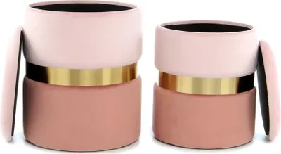 Produktbild von Hocker Zora 100 2er-Set Rosa / Gold / Altrosa