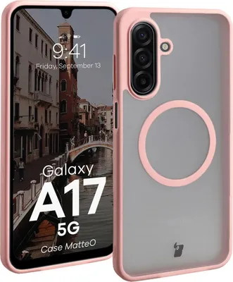 Produktbild von Handyhülle mit Magnetring für Galaxy A17 5G, Bizon Case MatteO, Getönt-Hellrosa