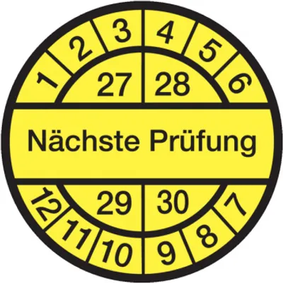 Produktbild von Dreifke® Aufkleber Prüfplakette, Nächste Prüfung, schwarz/gelb, Dokumentenfol...