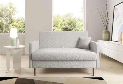 Produktbild von LIKMA Mara Schlafsofa 3-Sitzer 148x98x107 cm Weiß ausklappbar mit Bettfunktion 130x188 cm Sofa mit Stauraum und Kissen