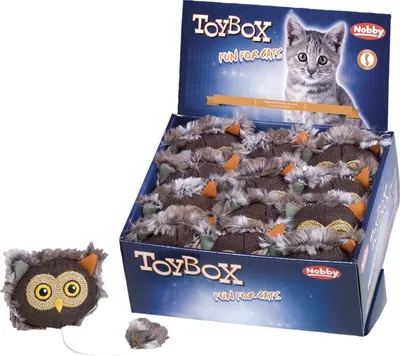 Produktbild von Nobby Katzenspielzeug Plüsch Eule zum Aufziehen