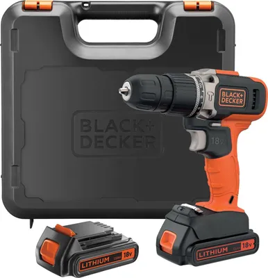 Produktbild von Black & Decker BCD003C2K-QW, Handbohrmaschine, Ohne Schlüssel, Schwarz, Rot, 1 cm, 1400 RPM, 2,5 cm