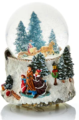 Schneekugel mit Pferdekutsche, 16 cm, spielt Weihnachtslied