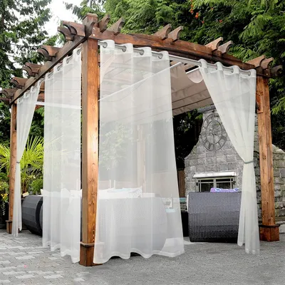 Transparente wasserdichte Vorhänge, 2er-Set, Voile, Ösen, 137 x 241 cm, beige