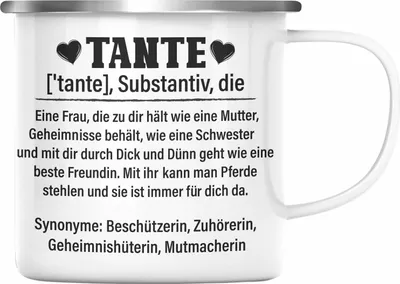 Produktbild von Trendation - Beste Tante Geschenk Emaille Tasse Lustig Spruch Beste Tante der Welt Geschenkidee von Nichte (Silber)