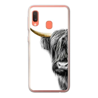 Produktbild von MuchoWow® Handyhülle Schutzhülle Hülle für Samsung Galaxy A20e Schottischer Highlander - Tiere - Schwarz und Gold Silikon Softcase Handy Hülle - Abdeckung