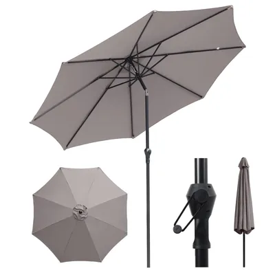 Produktbild von Sekey Alu Sonnenschirm 300 cm Rund Knickbar mit Kurbel Windfest und Neigbar UV 50 Schutz für Balkon und Garten, Taupe