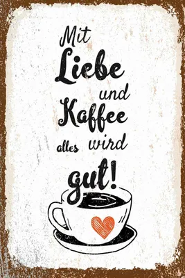 Produktbild von vianmo Holzschild 30x20 cm Mit Liebe und Kaffee alles gut