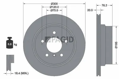 Produktbild von PAGID Bremsscheibe Hinten für BMW 1 Cabrio (E88) 300mm 55271NC