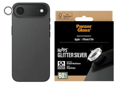 Produktbild von PanzerGlass ® Hoops® Kameraschutz Glitter Silber iPhone Air, Apple, Apple - iPhone Air, Trockene Anwendung, Kratzresistent, Schockresistent, Silber, 1 Stück(e)