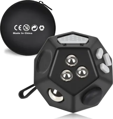 Obrázok produktu pre Mini Fidget Stress Cube 12 Strán, Antistresová Hračka pre Deti a Dospelých, pre ADHD, Čierna