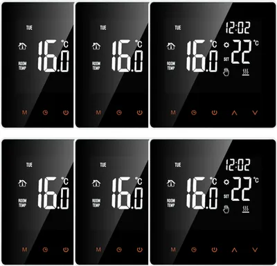 Produktbild von 6X Smart Raumthermostat elektrische Fußbodenheizung Thermostat Digitaler Temperaturregler LCD-Display Touchscreen Woche programmierbar für zu Hause School Office Hotel, 16A