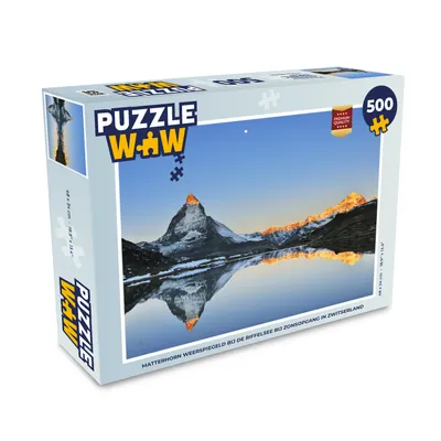 Obrázok produktu pre MuchoWow® Puzzle 500 ks Matterhorn sa odráža na jazere Riffelsee pri východe slnka vo Švajčiarsku