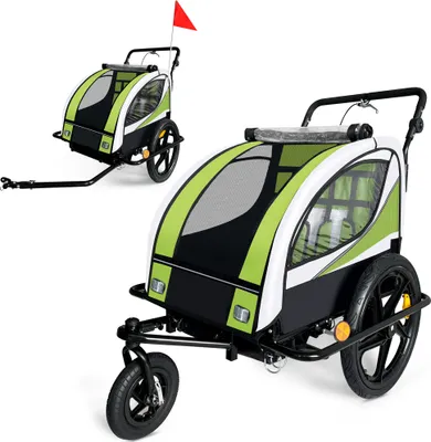 Produktbild von SAMAX 360° otočný príves na bicykel 2v1 Jogger - v zelenej farbe - čierny rám