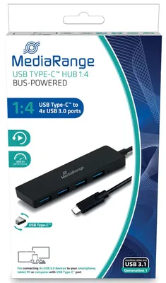 Zdjęcie produktu dla MediaRange MRCS508, USB 3.2 Gen 1 (3.1 Gen 1) Type-C, USB 3.2 Gen 1 (3.1 Gen 1) Type-A, 5000 Mbit/s, Czarny, 0,1 m, 5 V