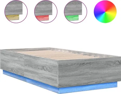 Produktbild von vidaXL Bettgestell mit LED Grau Sonoma 90x190 cm Holzwerkstoff