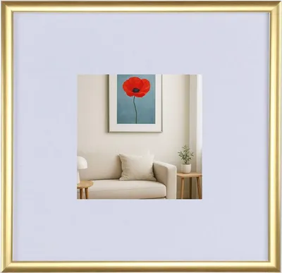 Produktbild von New Lifestyle Kunststoff Bilderrahmen mit Passepartout & Klarglas Collage Wanddeko Poster - Farbe: Gold | Format: 20x20