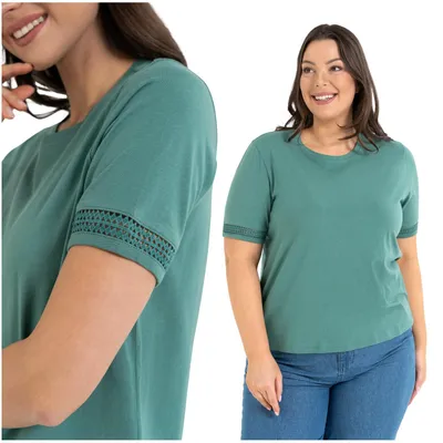 Productafbeelding van Moraj - Dameskleding, maat S - Groen T-shirt - Blouse voor dames - T-shirt met korte mouwen, ronde hals
