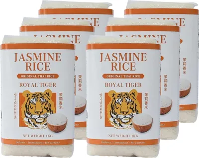 Produktbild von Royal Tiger Jasminreis Duftreis, 6x 1kg Beutel, Jasmin-Reis aus Thailand