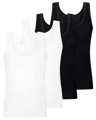 Produktbild von UNCOVER by SCHIESSER Damen Trägertop schwarz weiß breite Träger | 4er Pack | 8259