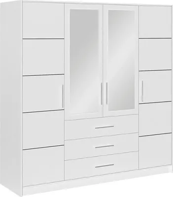 Produktbild von Kleiderschrank BALI D4 mit Spiegel, Drehtürenschrank, Schrank, Schlafzimmerschrank, großer Stauraum (Weiss)