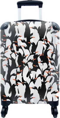 Produktbild von MuchoWow® MuchoWow® Koffer Handgepäck Trolley Rollkoffer Kleine Reisekoffer mit 4 Rollen - Pinguine - Tiere - Muster - Zentangle - Cabin Size < 55x40x23 cm & 55x40x20 cm - Fotokoffer - Kabinenkoffer -